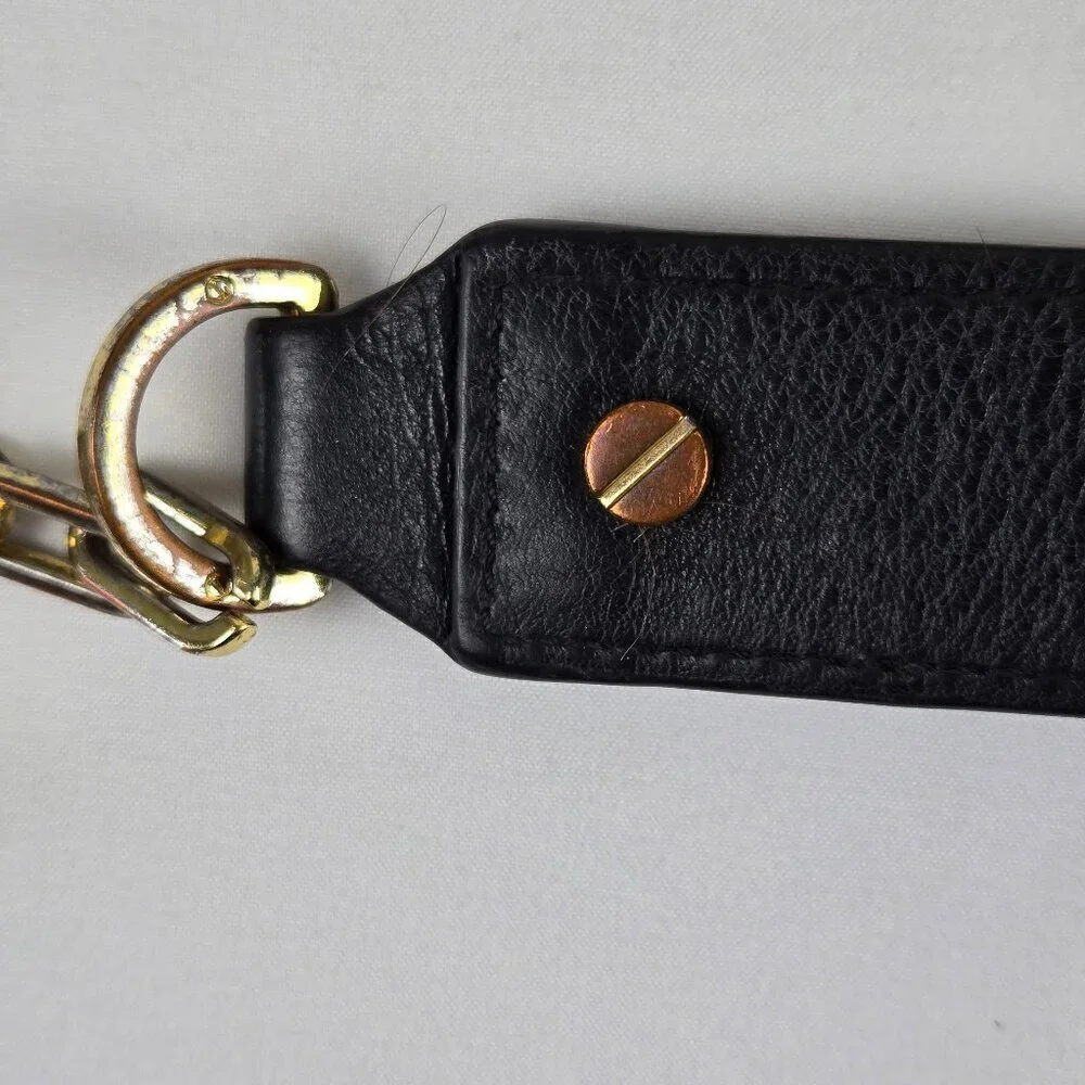 Tory Burch Black Leather Crossbody Bag Gold Chain Strap Magnetic Close Flap Logo